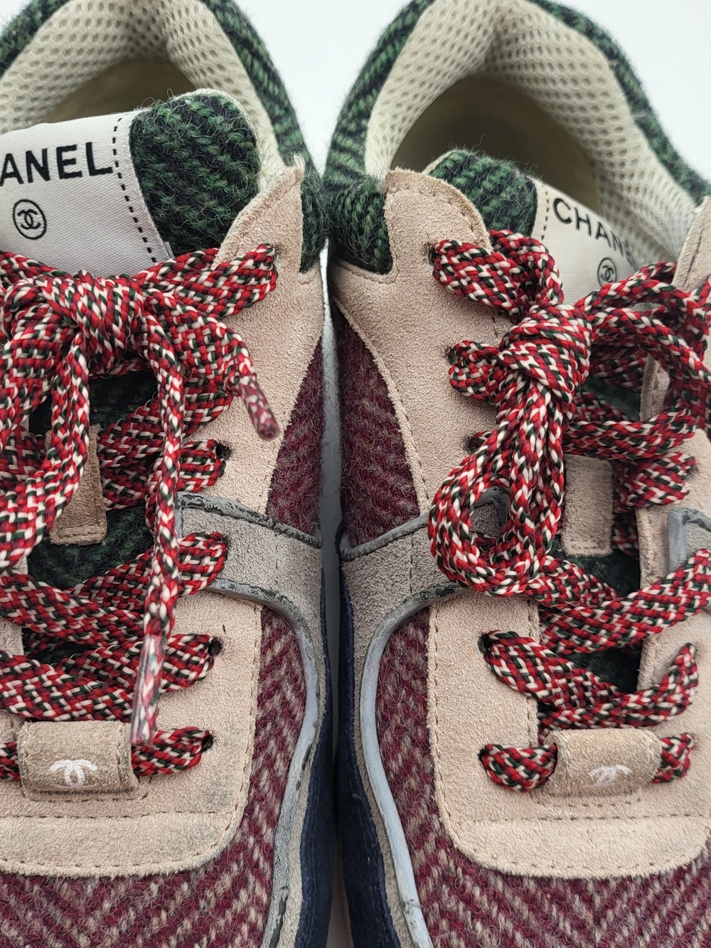 Chanel Multicolored Tweed and Suede CC Low-Top Sneakers, Authentic... - Picture 8 of 14